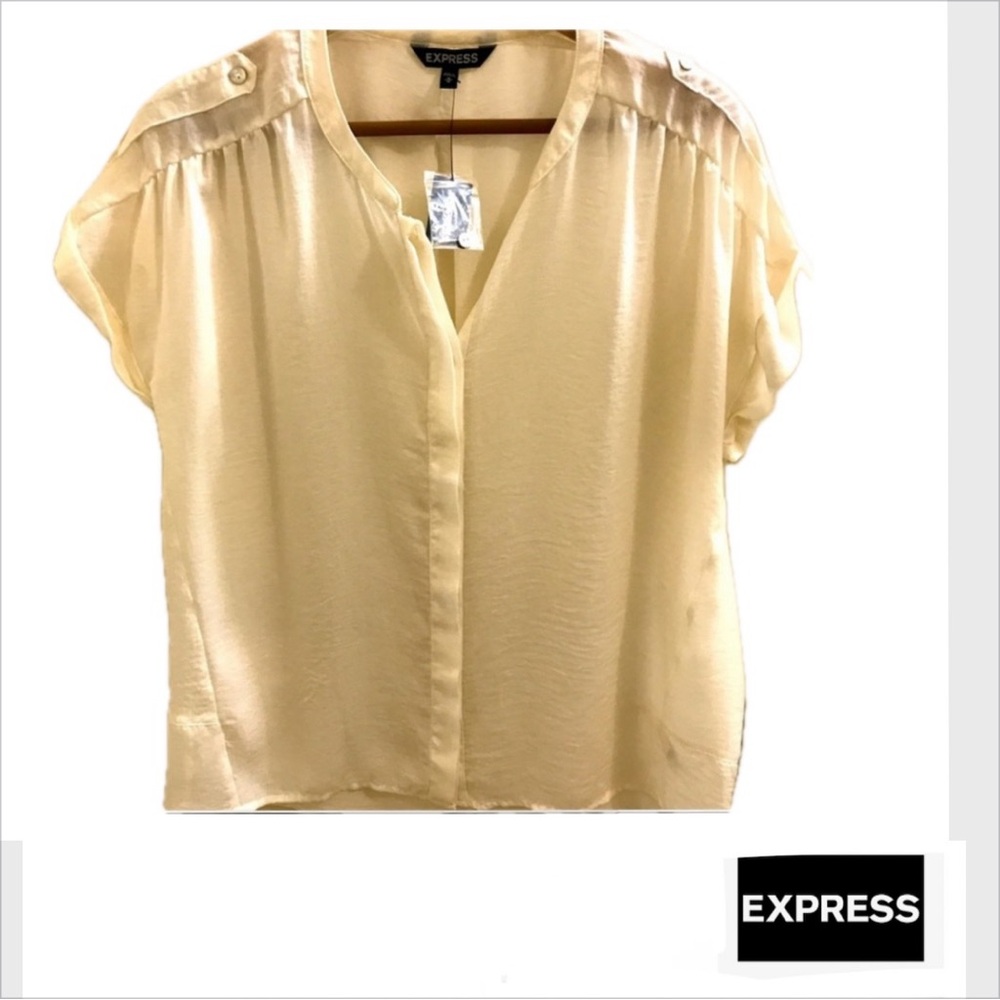 Express cream button down blouse